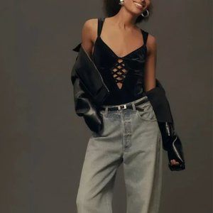 ⭐️ Velvet Lattice Cutout Sexy Night Chic Girly Romantic Classy Corset Bodysuit